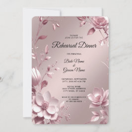 Convites Delicate Pink Floral Frame Rehearsal Dinner