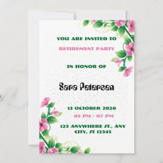 Convites Delicate Pink Flower Retirement Party Invitation