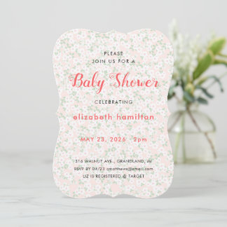 Convites Delicate Pink Flowers Baby Shower Invitation