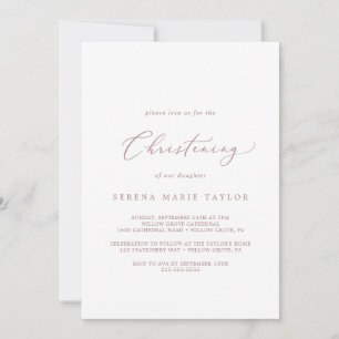 Convites Delicate Rosa Dourado Calliografia Christening