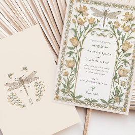 Convites Delicate Tulips Nouveau Wedding Dragonfly Floral