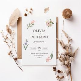 Convites Delicate Wildflower Botanical Wedding Invitation