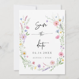 Convites Delicate Wildflower Wedding Save the Date Card