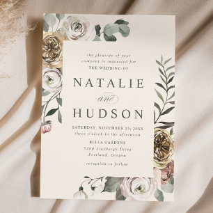 Convites Delicate Winter Floral Frame Wedding