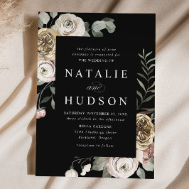 Convites Delicate Winter Floral Frame Wedding