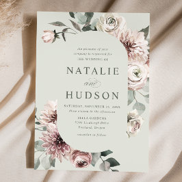 Convites Delicate Winter Floral Frame Wedding