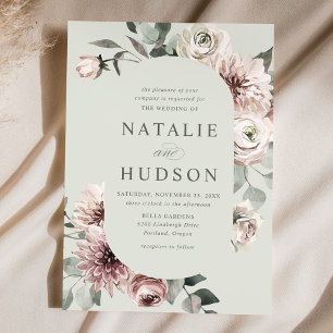 Convites Delicate Winter Floral Frame Wedding