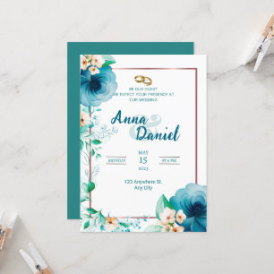 Convites Delícia de Rosas Azuis em Aquarela