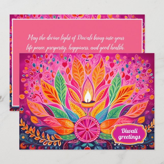Convites Delícia Radiante de Diwali (Frente/Verso)