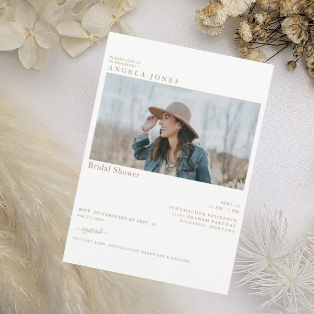 Convites Delicioso Chá de panela de Foto Dourado de Texto B (Criador carregado)