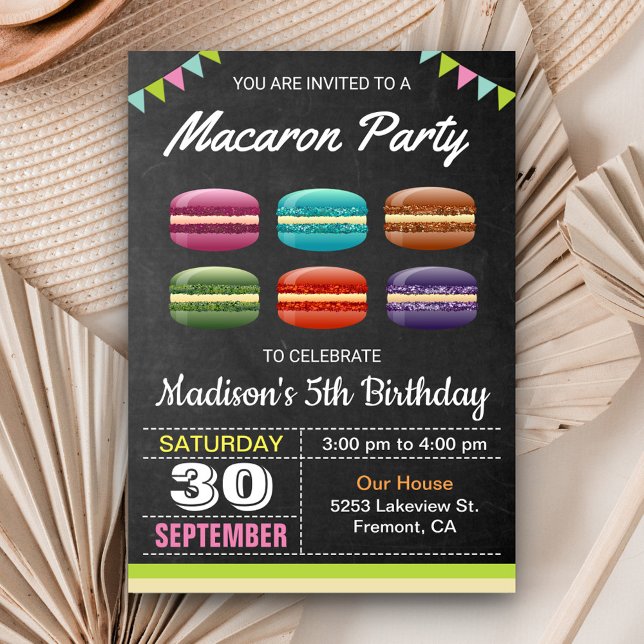 Convites Deliciosos Macarons para Festa de Aniversário Fofa (Criador carregado)