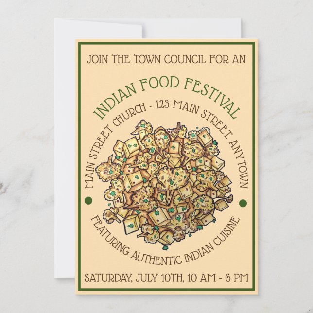 Convites Delicious Aloo Gobi Comida indiana Coury (Frente)