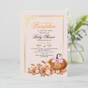 Convites Delight Pumpkin Floral Chá de fraldas