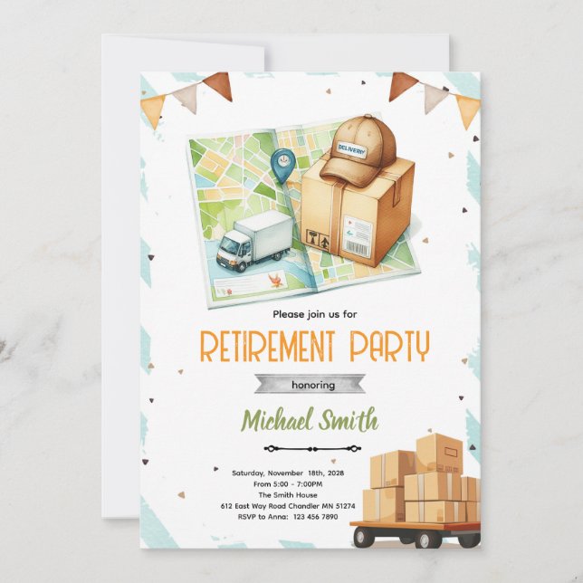 Convites Delivery driver retirement invitation (Frente)