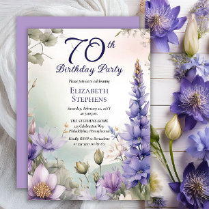 Convites Delphinium Flor de Lírio Festa de 70 Anos