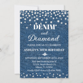 Convites Denim and Diamond Birthday Party Invitation