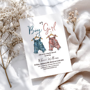Convites Denim Boy ou Girl Clothesline gender Revelação