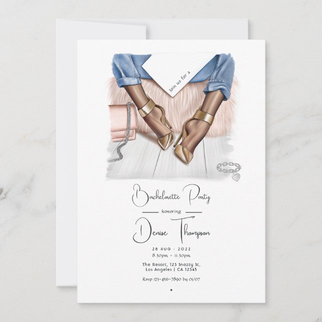 Convites Denim Chic Festa de solteira (Frente)