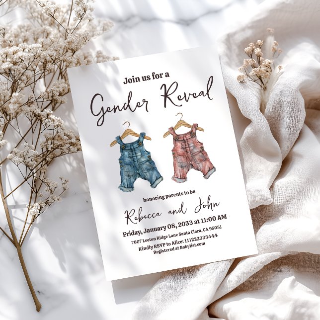 Convites Denim Clothesline Gender Reveparty (Criador carregado)