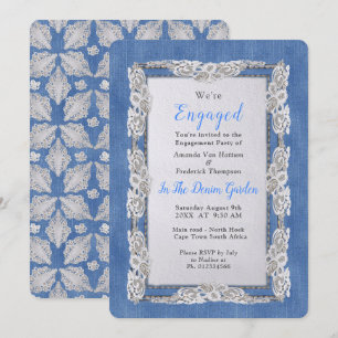 Convites Denim com rendas da flor