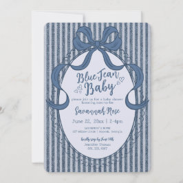 Convites Denim Coquette Bow Blue Jean Baby Shower