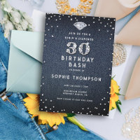 Denim Diamantes Bling aniversário de 30 anos