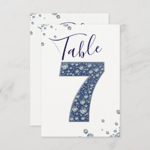Convites Denim Diamantes Bling Sparkle Table Número 7 SETE