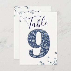 Convites Denim & Diamantes Bling Sparkle Table Número 9 NIN