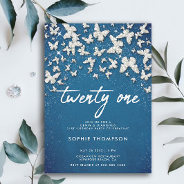 Convites Denim Diamantes Borboletas Brilhantes Azul 21 rua