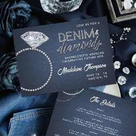 Convites Denim Diamantes Casamento Bachelorette Anel Itiner