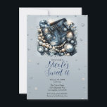 Convites Denim Diamantes e Pérolas Jeans Doce 16 Aniversári<br><div class="desc">Preencha com suas informações.</div>