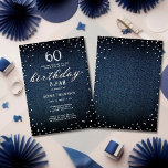 Convites Denim Diamantes Elegante Rustic 60th Festa de aniv<br><div class="desc">Um modelo simples,  moderno,  elegante e chic com fundo de denim azul,  a palavra BIRTHDAY coberta em diamantes brancos (simulados,  não em reais) e em roteiros de caligrafia modernos,  e tipografia rústica em branco. Um design de "denim e diamantes" chico para uma jovem no seu 60º aniversário!</div>