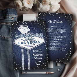 Convites Denim Diamantes Las Vegas Bling Festa de solteira