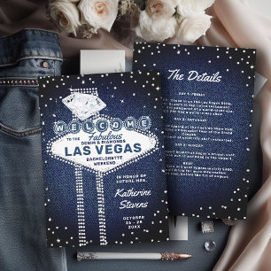 Convites Denim Diamantes Las Vegas Bling Festa de solteira