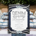 Convites Denim Diamantes Pearls Frame aniversário de 40 ano<br><div class="desc">Procurando ideias de aniversário de 40 anos para mulheres? Este moderno, elegante e chic denim, diamantes e pérolas convites de aniversário para ela, com seu tema denim e pérolas - com um toque de ouros, é uma forma perfeita de celebrar um aniversário marco no estilo. Ele apresenta um fundo denim,...</div>