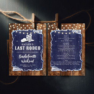 Convites Denim Diamantes Último Rodeio Russo Bachelorette C