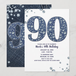 Convites Denim & Diamonds Brilho de Purpurina 90AN 90 Anive