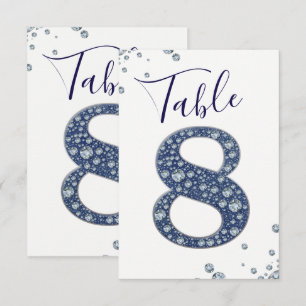 Convites Denim Diamonds Brilho Lantejoulas Número da Mesa 8