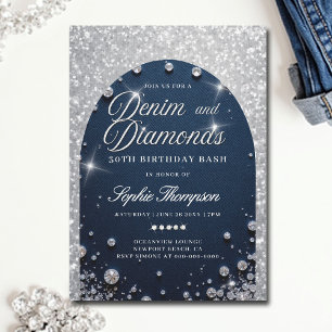 Convites Denim Diamouros Arch Bling Partido aniversário de
