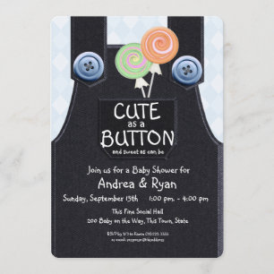 Convites Denim Overalls Cute como um botão