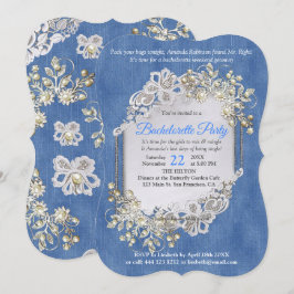 Convites Denim Texturizado Lace e Pérolas