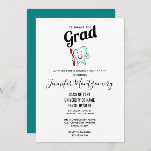 Convites Dente Feliz de Dental com Graduação de escova de d