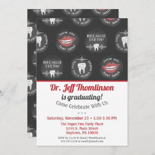 Convites Dentist Graduation Invitation Chalk Dental Party