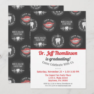 Convites Dentist Graduation Invitation Chalk Dental Party
