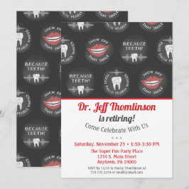 Convites Dentist Retirement Invest Chalkboard Dental