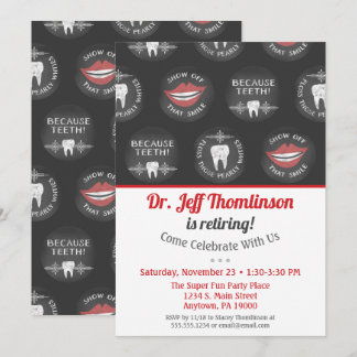 Convites Dentist Retirement Invest Chalkboard Dental