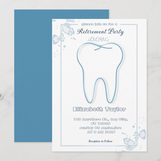 Convites Dentist retirement invitation -Thank You Dentist (Frente/Verso)
