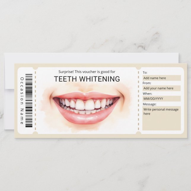Convites Dentist Voucher, Teeth Whitening Gift Certificate (Frente)