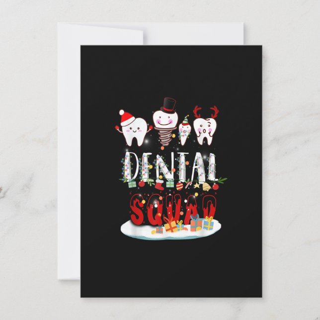 Convites Dentista Natal Dental Squad Luzes Engraçadas Para  (Frente)
