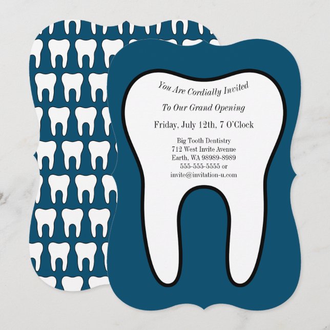 Convites Dentista ortodontista simbólico dos dentes (Frente/Verso)